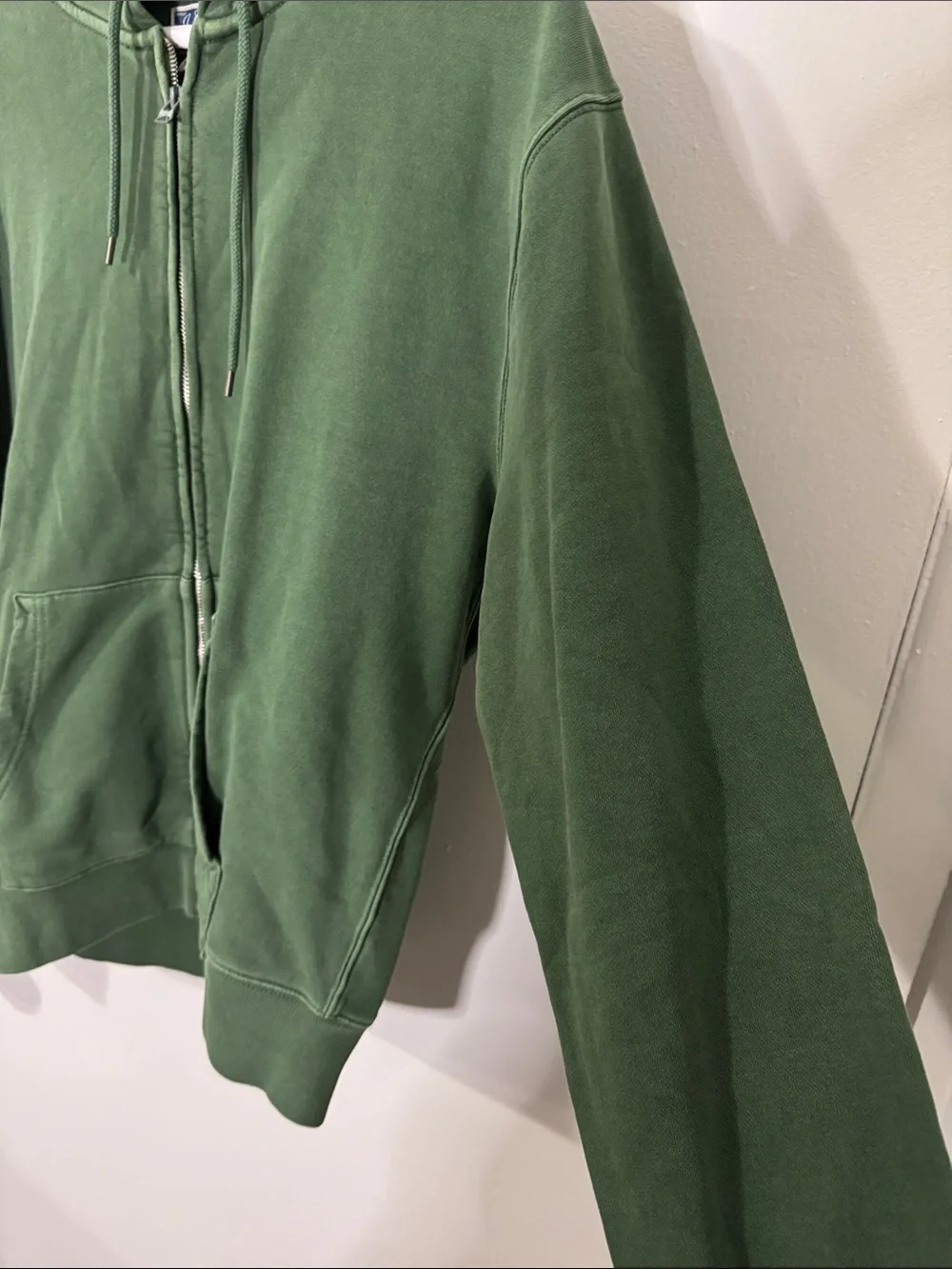 J. Crew Men's Medium Vintage Fleece Forest Green Full-Zip Hoodie NWT